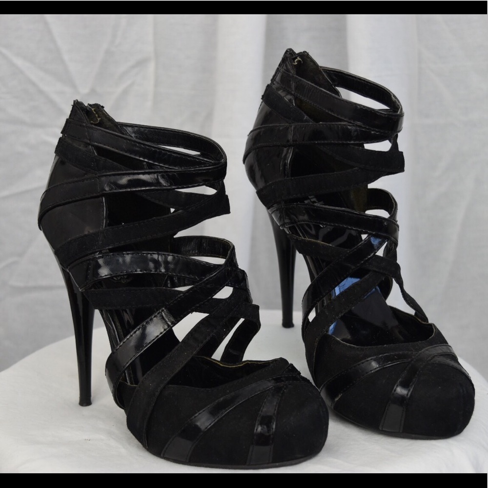 Charlotte Russe Strappy black heels SZ 6